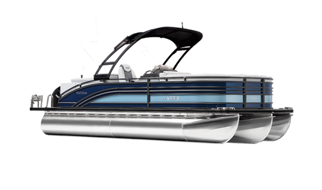 a rendering of a pontoon boat named Solstice by Harris FLOTE BOTE.